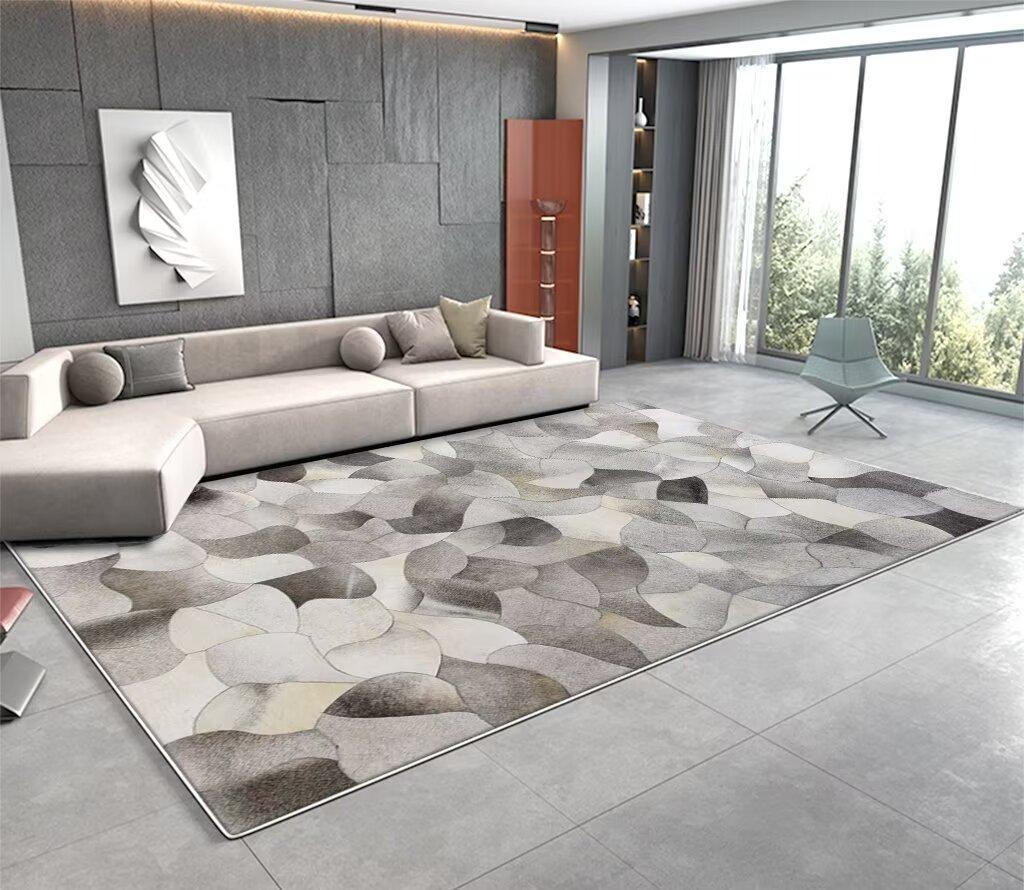 Modern Abstract Soft Fluffy Large Carpet Living Room Imitation Cowhide Decoration Rug for Bedroom Washable Non-slip Entrance Mat
