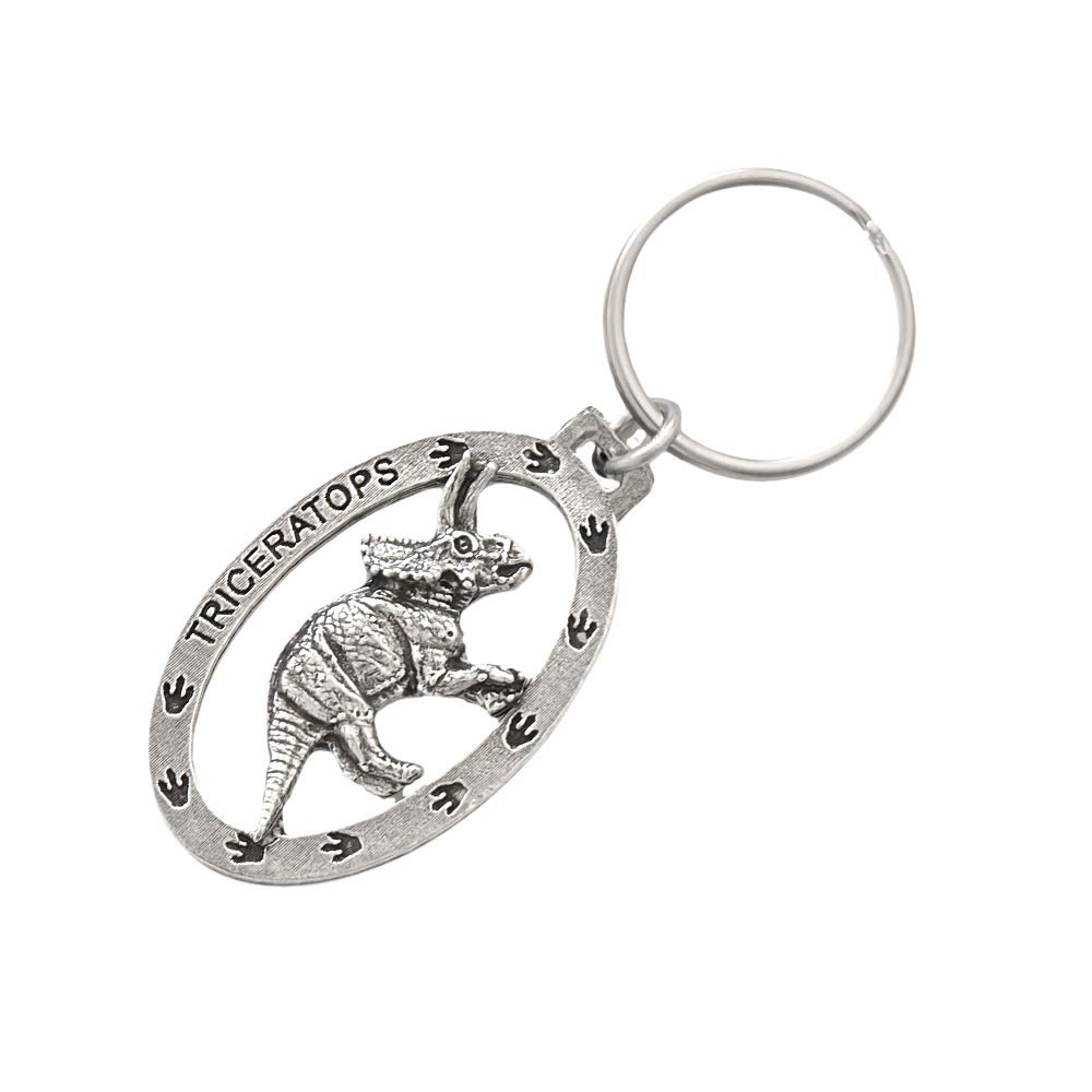 

Triceratops Key Chain, A184KC, 2-inch, Pewter, 100% Handmade in the USA, Dinosaur, Metal, Key Chain, Key Holder, Key Ring, Key Fob, Gift, Over 100