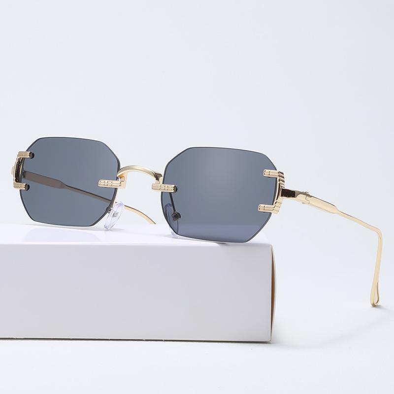 Innfatningsløse solbriller Rektangel Mote Populære kvinner Menn Skygger Små firkantede solbriller For Kvinner Mann Sommer Reiser Oculos