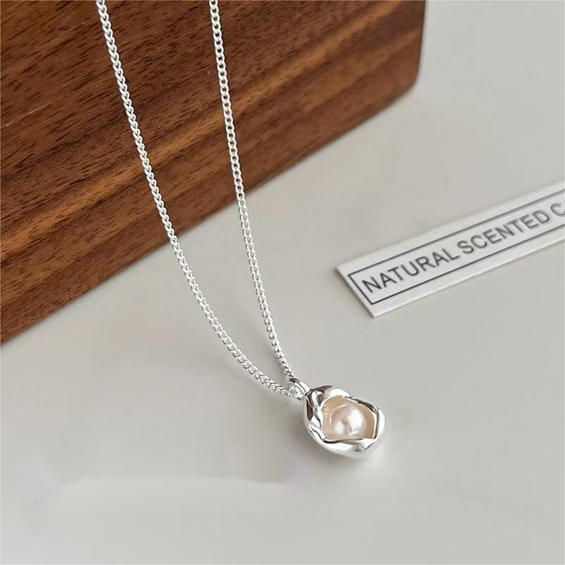 

Жемчужное геометрическое ожерелье женское минималистичный дизайн легкая роскошная ключичная цепочка подвеска Tide женская 925 Silver