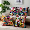 4pcs Linen Pillow Covers 45x45cm Abstract Geometric Floral Cushion Cases for Sofa Bed Decor Zipper Closure Modern Art Home