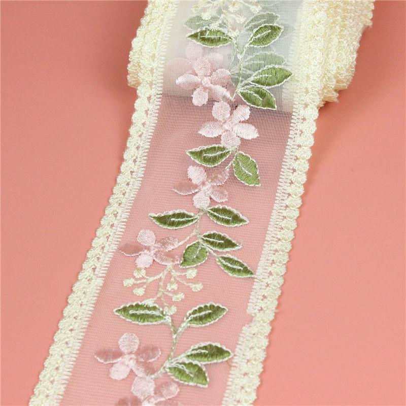 

Красочные ткани DIY Handmade Bow Декоративный аксессуар Цветочная вышитая кружевная ткань Швейная одежда Ленты Материал для рукоделия 8.5cmx200cm