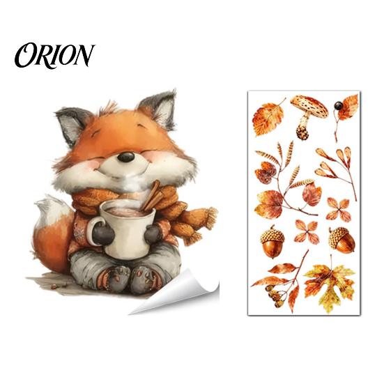 Reusable Animal Wall Decals for Windows Autumn Static Window Sticker with Cute Animals & Maple Leaves, Removable Harvest Self Adhesive Glass Stickers