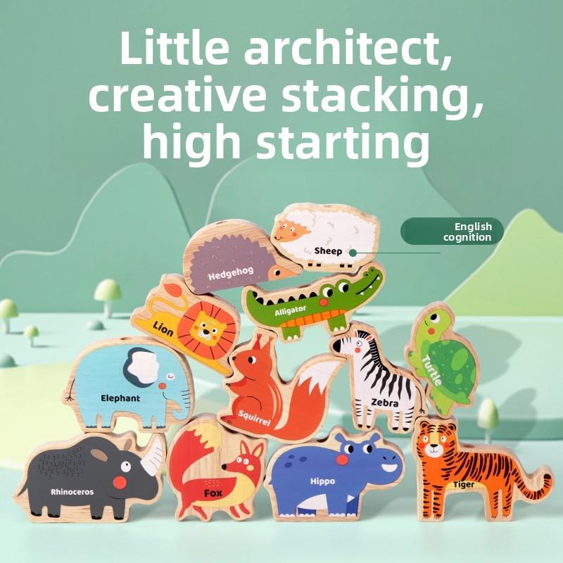 Wooden Animal Puzzle Toy For Kids Educational Learning Balance Stacking Game