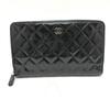 Matelasse Round Long Wallet Patent Calf Leather Black