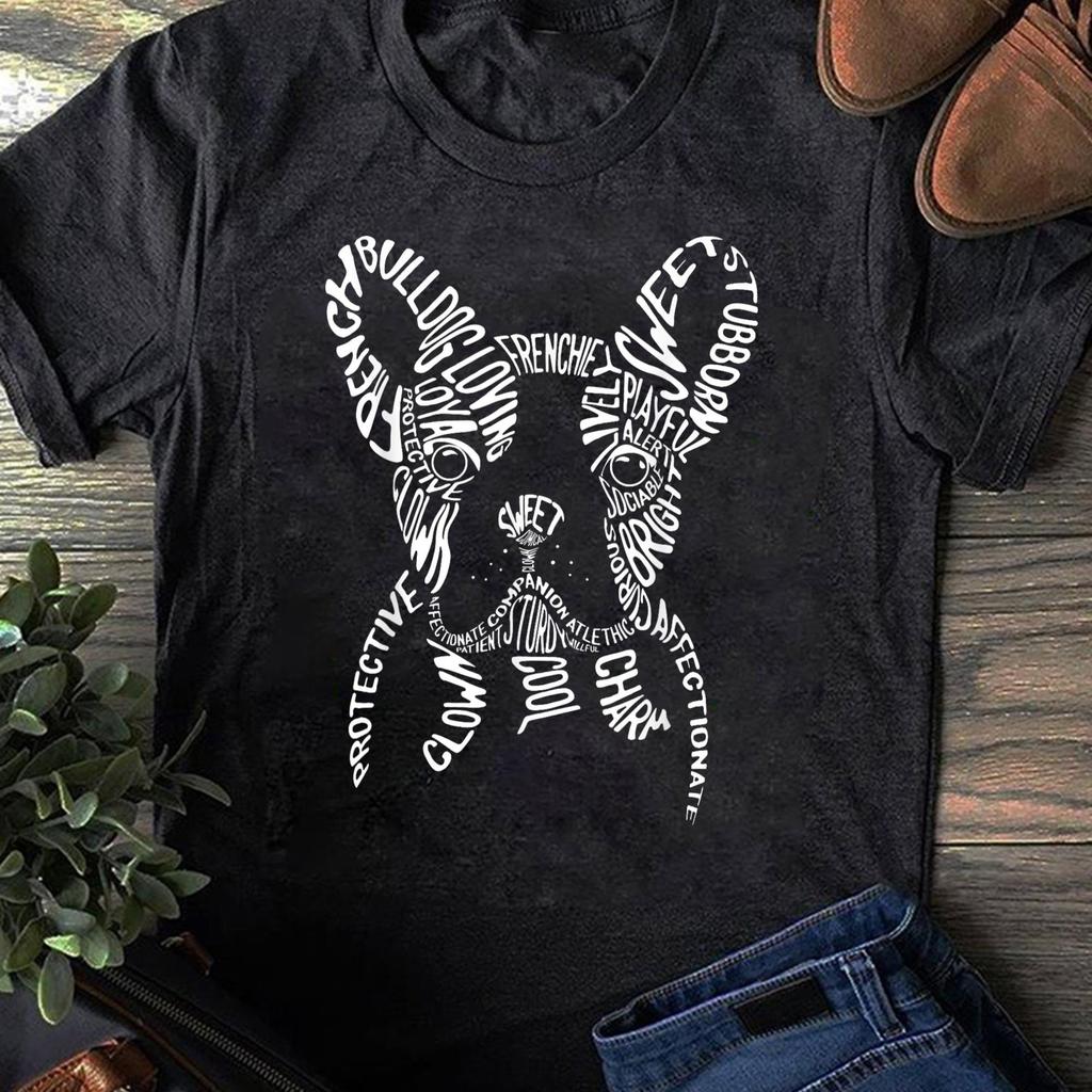 French Bulldog Typography T-Shirt: Word Art Frenchie Dog Gift