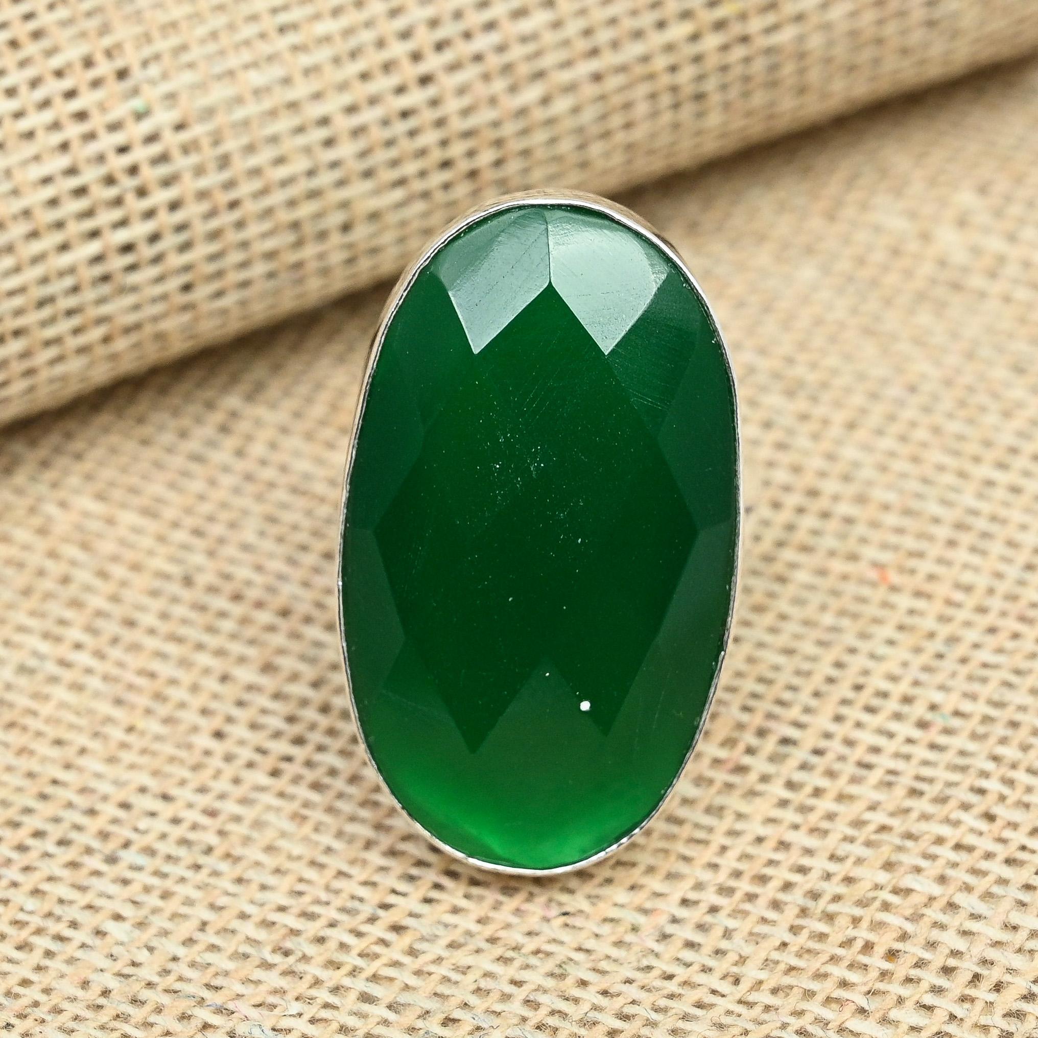 

Граненый зеленый драгоценный камень оникс Твердый стерлинговый серебристый стерлинговый серебристый стерлинговый серебристый 925 ювелирные изделия ручной работы 12 зелёный