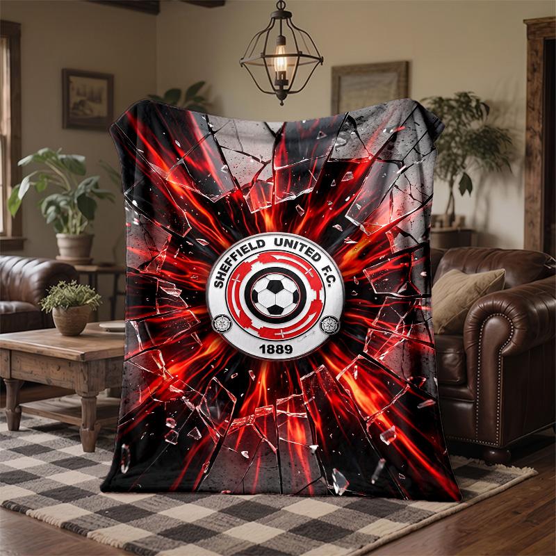 Sheffield United Football Print Flannel Blanket Soft Warm Sofa Bed Throw Blanket For Home Office Bedroom