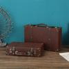Coffre de Rangement en Bois Marron Vintage Valise Décorative Compacte Boîte Antique Décoration de Fête Solution de Rangement Domestique de Collection