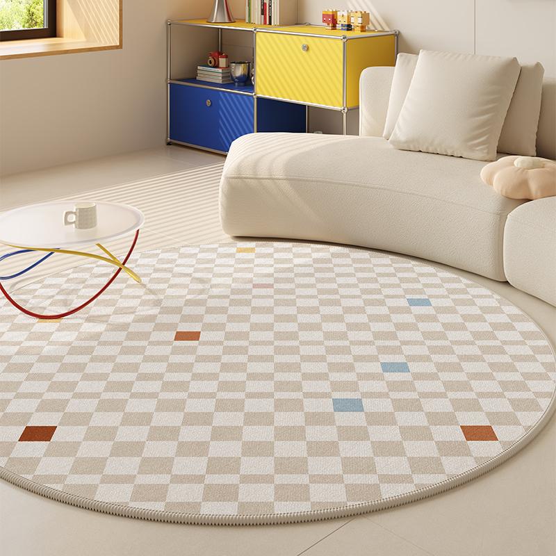 Dopamine Color Bedroom Decor Round Carpet Thicken Plush Carpets for Living Room Washable Bedside Floor Mat Fluffy Soft Study Rug