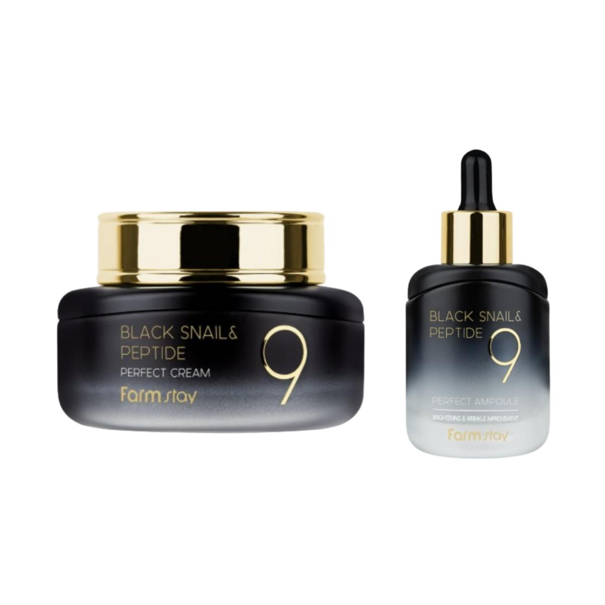 

[Farmstay] Black Snail & Peptide 9 Perfect Cream 55ml + Ampoule 35ml