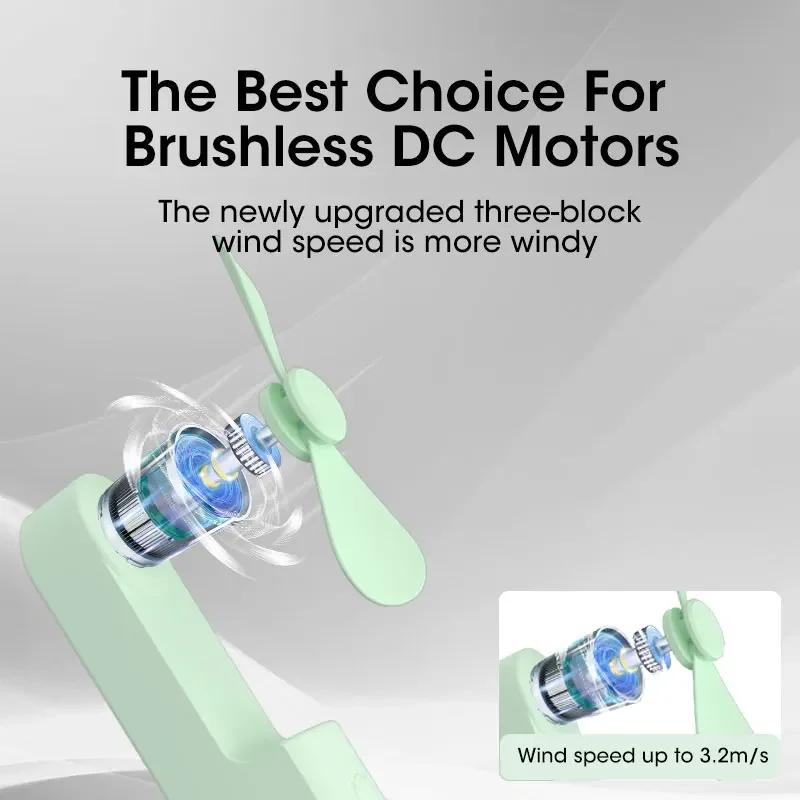 Mini Portable Foldable Fan USB Rechargeable 2000mAh Cooler Collapsible Handheld Desktop Fan Quiet for Home Office Desktop Fan