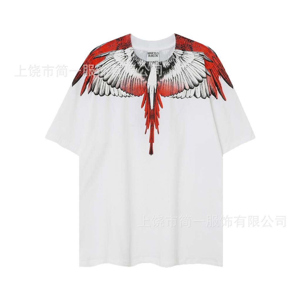 Summer Men's and Women's Same Fashion Trend T-shirt Personalized Trend Wing Printing Comfortable and Simple