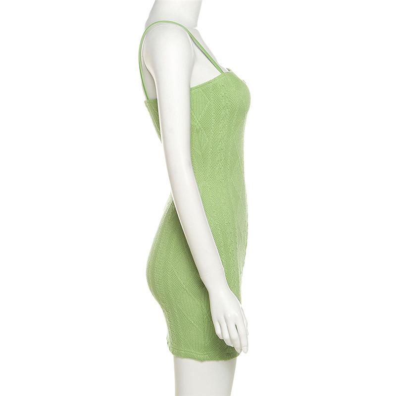 European and American Fashion Trends Summer Women's Solid Color Sexy Strap Short Skirt High Waist Dress