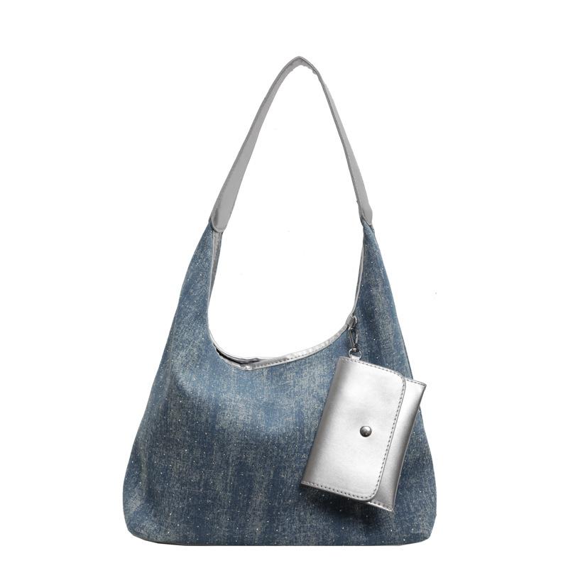 

Модная сумка-тоут, новая весенне-летняя сумка через плечо для поездок на работу, летняя повседневная сумка подмышку серебряный