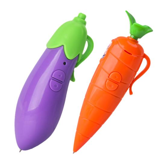 Jouet Stylo Enregistreur pour Enfants avec Lecture de 20 Secondes Enregistreur Mignon en Forme de Carotte/Maïs/Aubergine Stylo Bille Écriture pour Garçons Filles