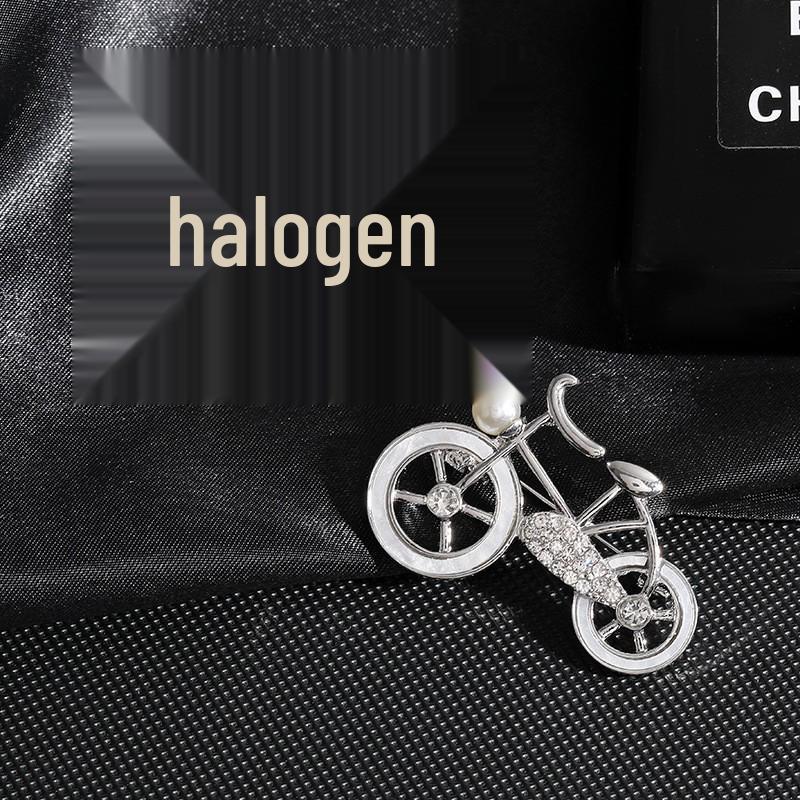 Vintage Rhinestone Bicycle Brooch: High-End European & American Retro Pin with Anti-Exposure Design