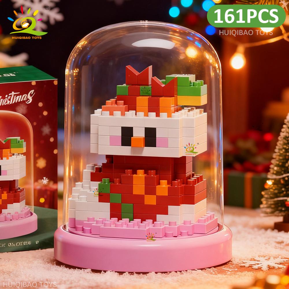 Christmas Tree Santa Claus Penguin Model Building Block DIY Snowman Bricks Toys Children Adult Desktop Ornament Gift