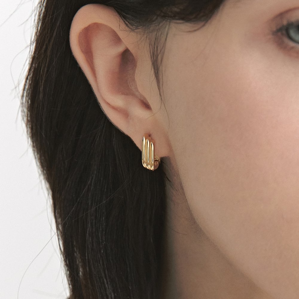 Triple Silver (Y) Square Slide Earrings Hl3E40303Y9Xxx