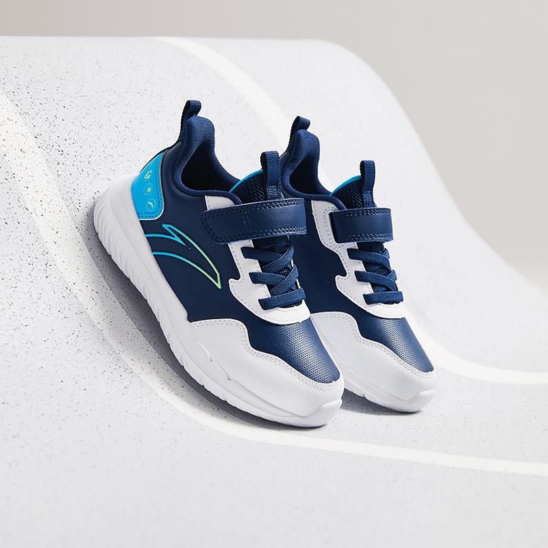 Anta Kids Vitality Comfortable Versatile Lightweight Shock Absorbing Low Top Running Shoes Kids Running Shoes White Blue A12439968-6