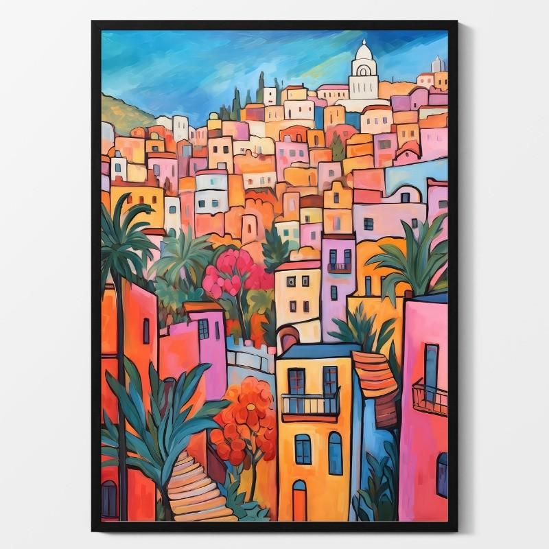 Colorful Abstract Travel Landscape Poster Greek Architectural Scenic Spots Canvas Painting Boho Wall Art Living Room Home Decor