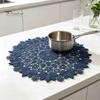 Tappetini Protettivi per Tavolo, Centrotavola Rotondo in Pizzo, Sottopiatto Floreale Blu Scuro, Tappetino in Tessuto Ricamato per Tavola, Resistente al Calore per Decorazione della Casa