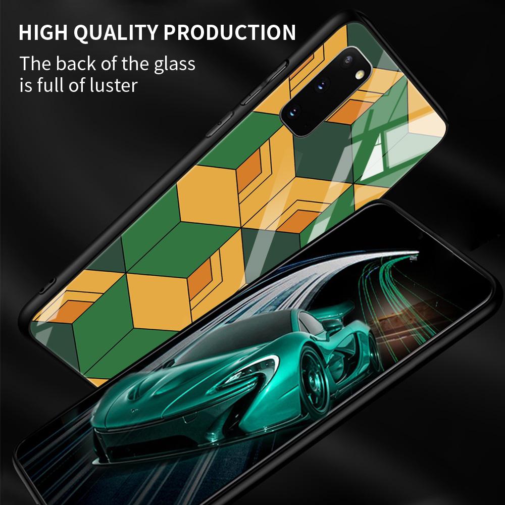 Szklane etui do Samsung Galaxy S21 S20 Ultra S10 Plus Lite S20fe 5g S10e S9 S8 zderzak Shell pokrywa Funda Anime Demon Slayer kolor
