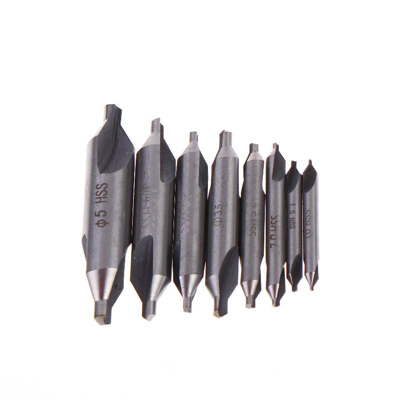 1 Set 1/1.5/2/2.5/3/4/5 Center Drill Bits Set,60-Degree Angle Center Drill Bits Kit Countersink Tools For Lathe Metalworking