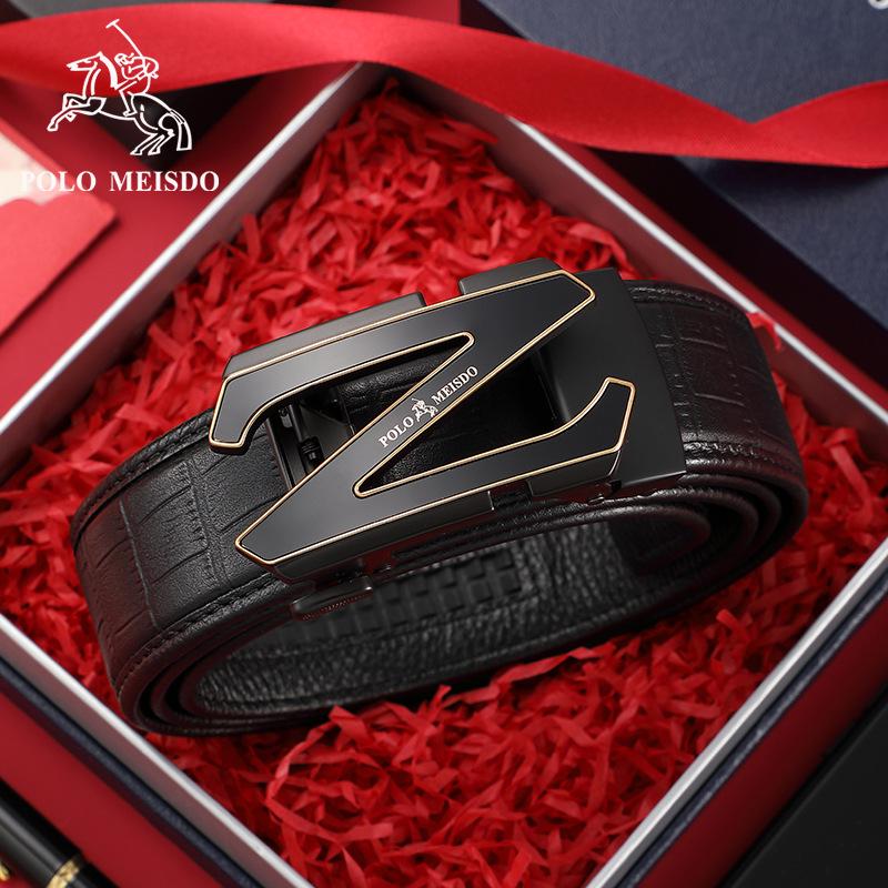 

Мужской кожаный ремень с тиснением под крокодила и автоматической пряжкой из натуральной коровьей кожи высшего слоя 110 cm