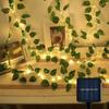 Solar Pothos Leaf String Lights 50 100 150 LED Green Fairy Lights for Wedding Christmas Home Wall Decor