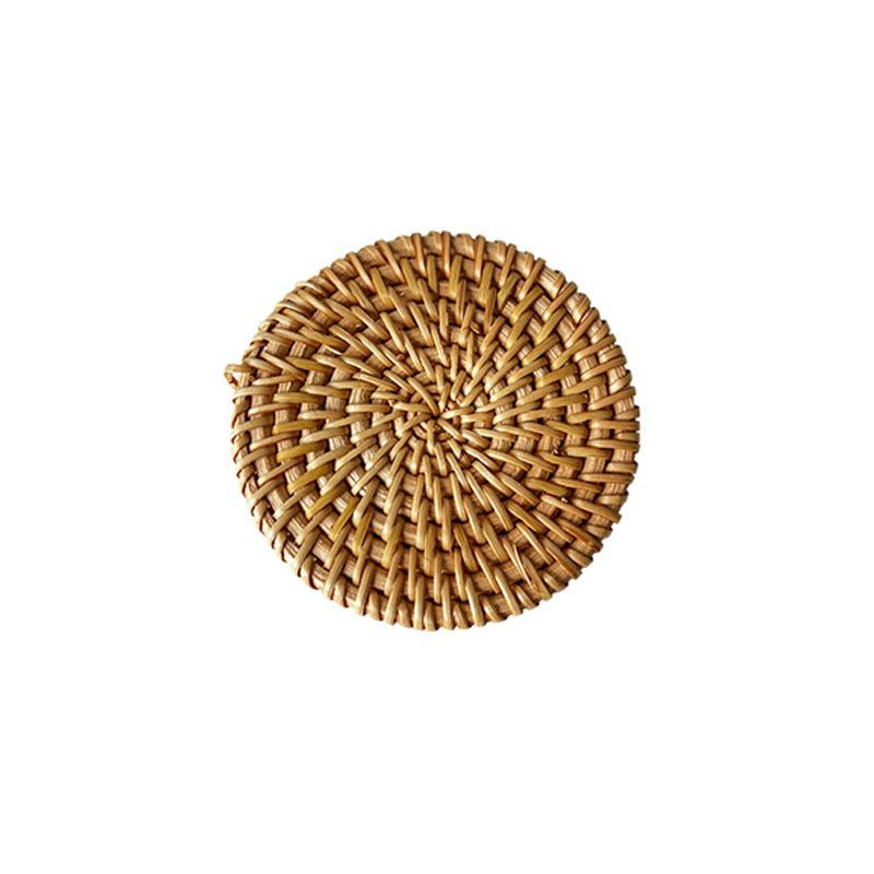 Hand Woven Hot Insulation Placemats Table Padding Kitchen Decoration Accessories Cup Mat Round Natural Rattan Hot Pad