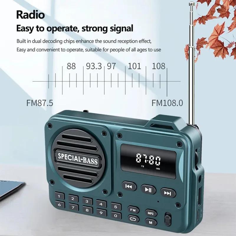Portable FM Radio Rechargeable Battery USB TF MP3 Music Player Supports Headphone Play Bluetooth Speaker With Receiver FM Radios