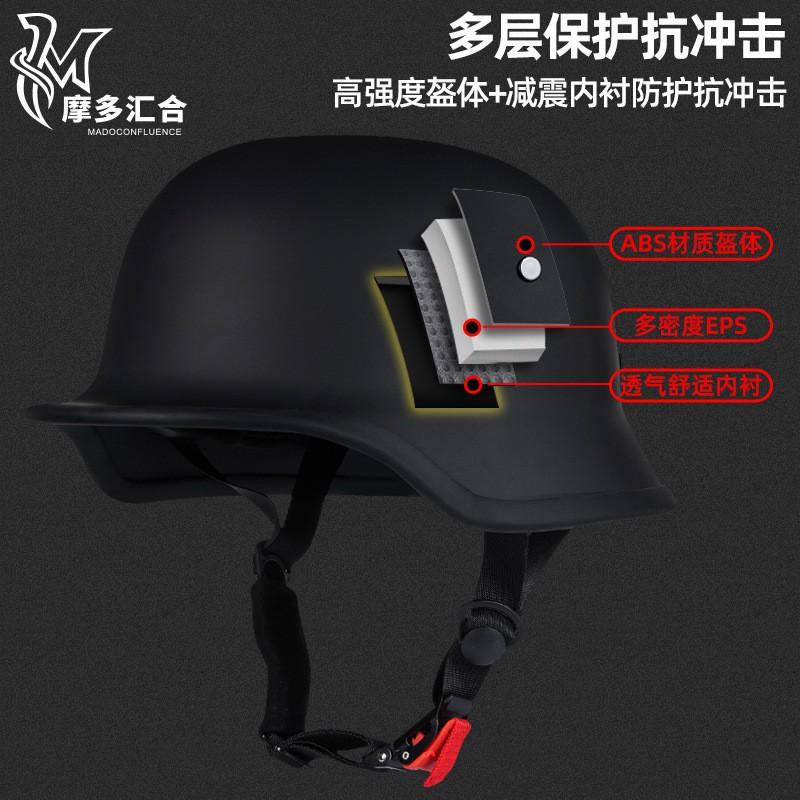 Vintage Motorcycle Half Helmet Men Women Retro German Style Urban Commuter Lightweight Safety