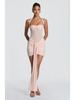 European & American Style Lace-Up Mesh Halter Patchwork Ribbon Bodycon Dress (2026 Summer Collection)