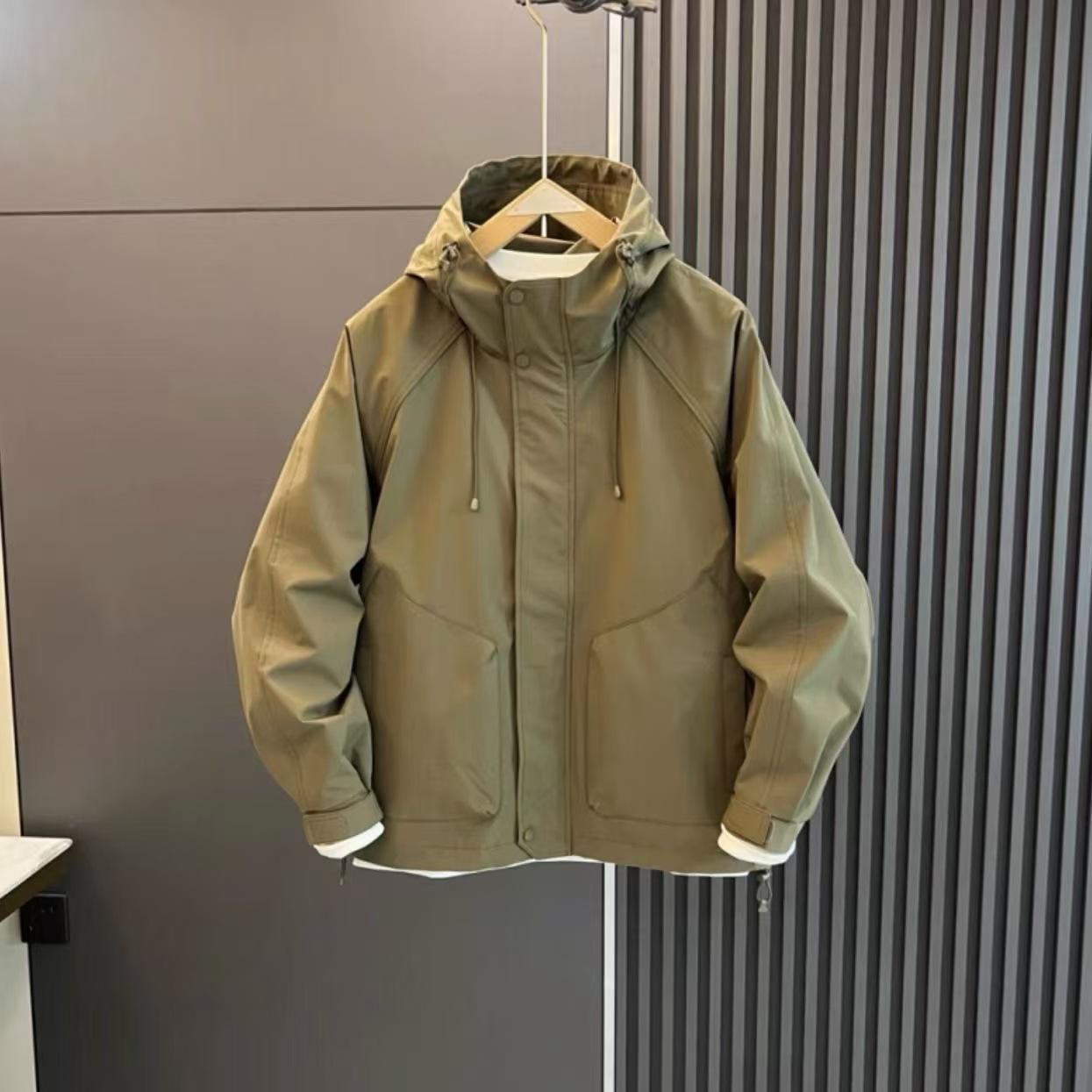 Men s Windproof Hooded Jacket - Autumn/Winter Casual Solid Color Workwear Fashion 2XL