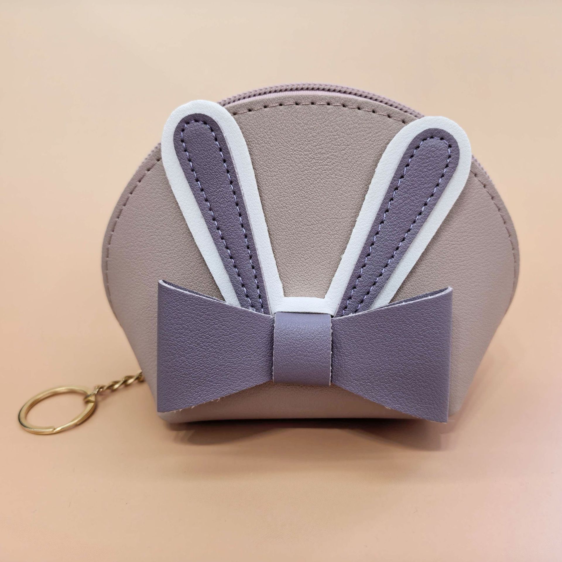 

Rabbit Ear Bag High Quality Cute Mini Wallet Girl S Keychain Pouch Girly Pu Leather Bag For Storage Travel Keychain фіолетовий