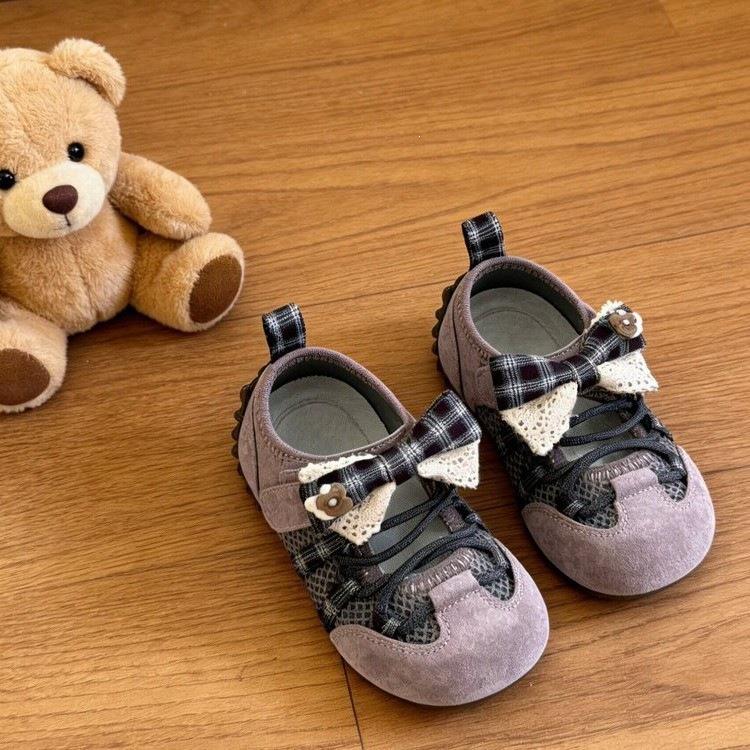 Girls  Ballet Bow Sandals: Spring & Summer Breathable Korean Style Sport Shoes (2026) Size 24 фиолетовый