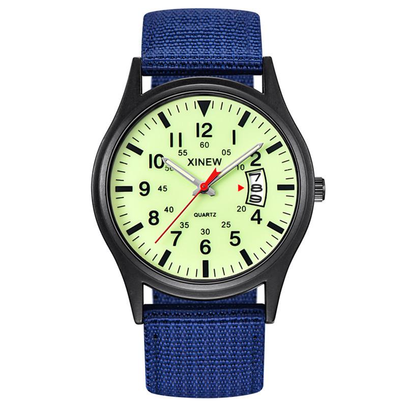 Mens Hot Watches Fashion Nylon Band Date Quartz Wrist Watch