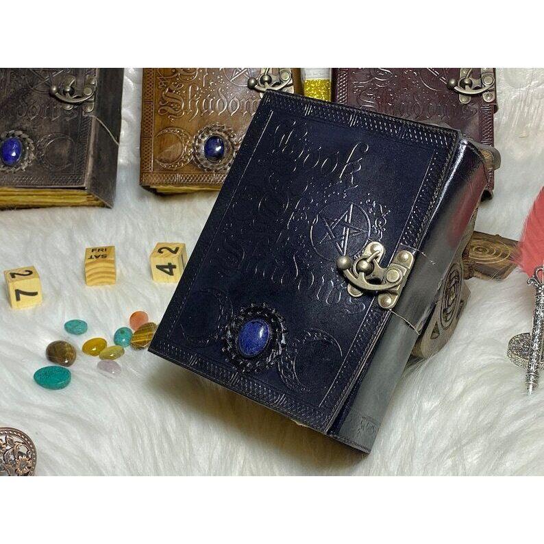 400 stran Book of shadows vintage kožený deník grimoárový deník s ruční prací