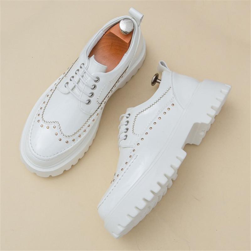 New Designer Men's Rock Punk Black White Thick-soled Lace Up Height Increasing Casual Shoes Walking Sneakers Zapatos Hombre