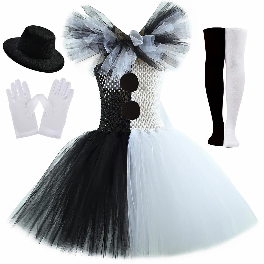 Terrifier Costume Art The Clown Bambina Nero Bianco Vestito Tutù di Lusso Abito Horror Joker per Bambini Costumi per Feste di Carnevale di Halloween