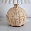 Soft Light Pleated Table Lamp Rattan Base Nightstand Lamp Modern Desk Accent Lamp  Nightstand Decor