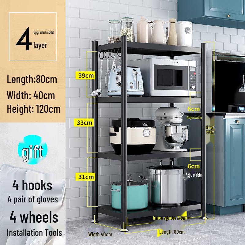 Freestanding Multi-Layer Kitchen Storage Rack for Microwave and Pots