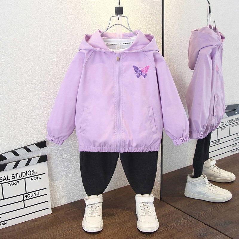 Kindermode Mantel 2025 Frühling und Herbst Mädchen Lässige Dünne Kapuzenjacke