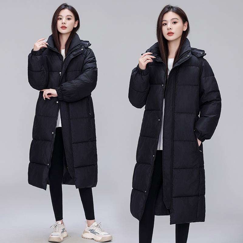 Art Examination Cotton Clothes Women's Extended New Winter Loose Thickened Hooded Over-Knee Cotton Clothes Coldproof Jacket
