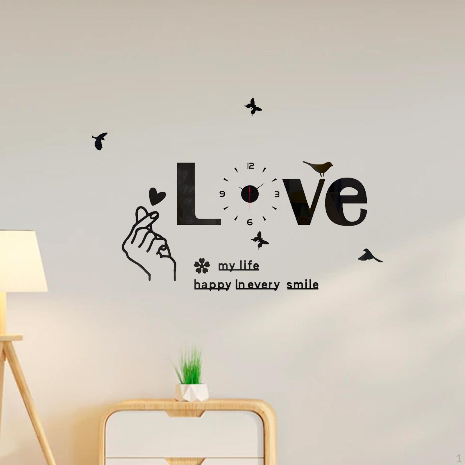 

Акриловые DIY Настенные Часы Декор Искусство Механизм Бесшумные Без Тиканья Безрамные для Гостиной Прочные Black Numbers