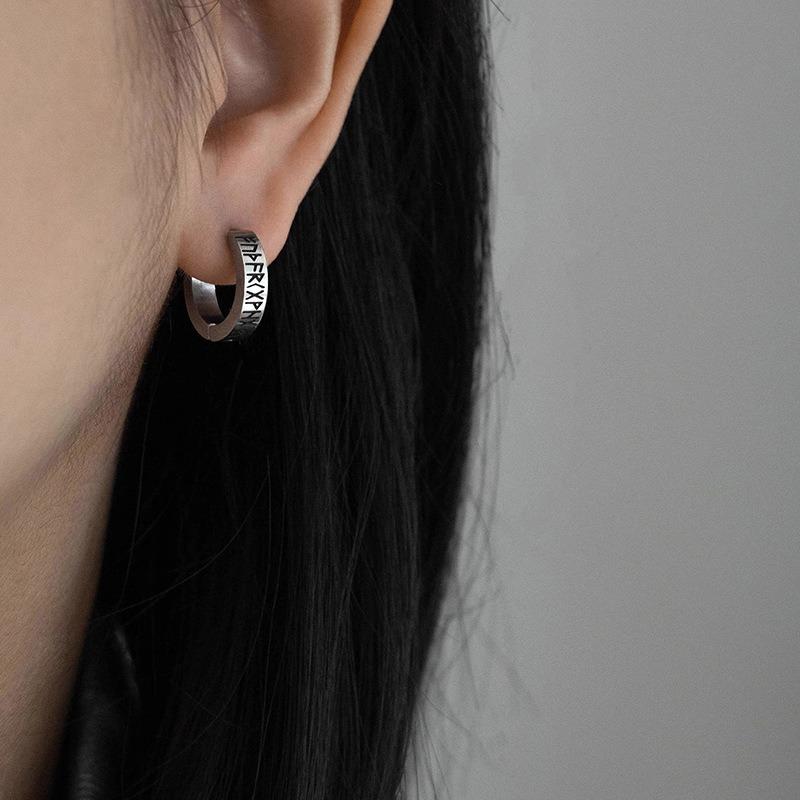 1Pc Norse Viking Runes Hoop Earrings for Men Women Stainless Steel Huggie Hoop Earrings For Male Fashion Wedding Party Jewelry
