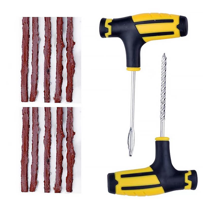 Tire Repair Kit - Car/Bike Puncture Plug Tool Set with Rubber Strips | Auto Garage Emergency Repair Tools