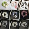 Printed Neck Scarf Pearl Buckle Neckerchief New Silk Scarf Women
