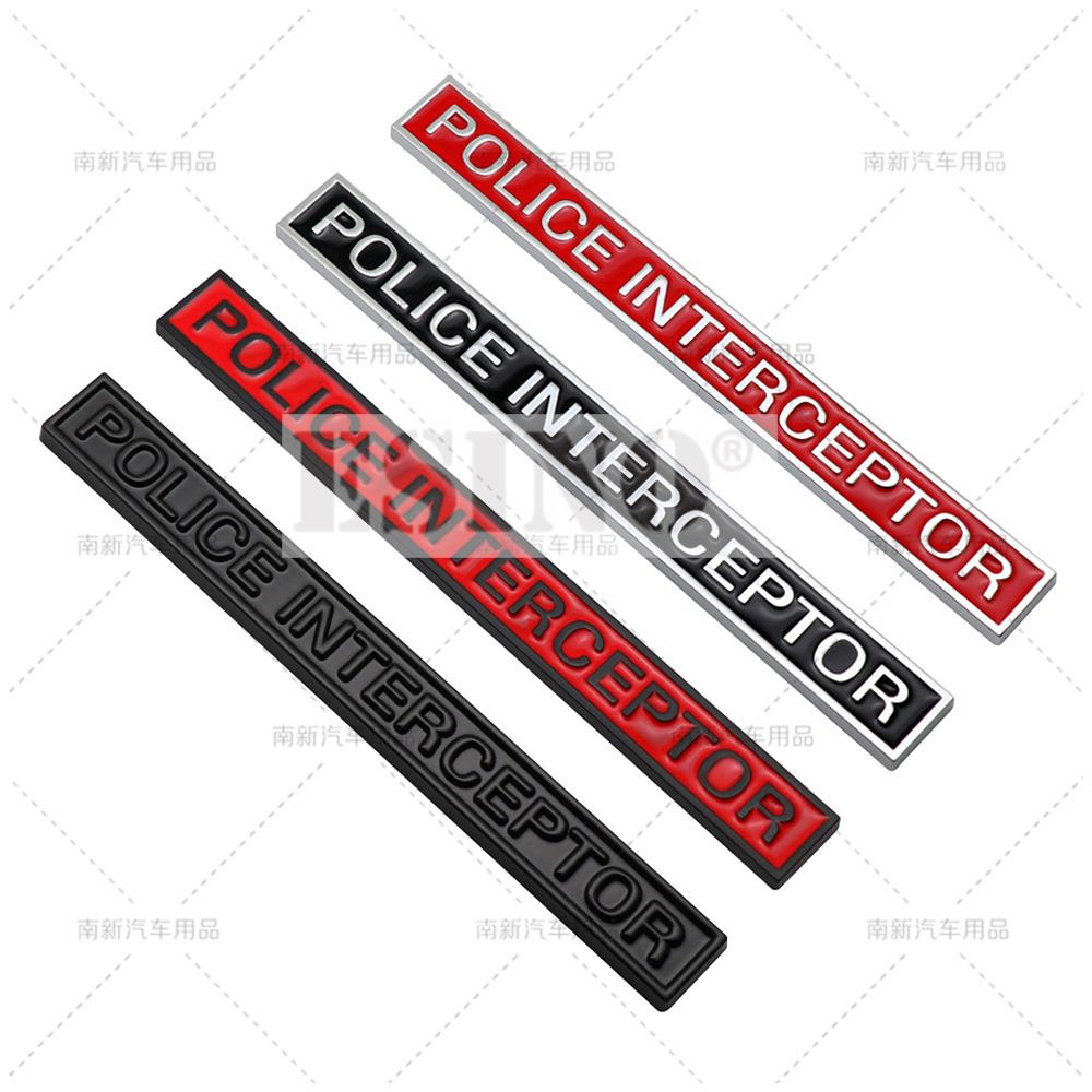 Car Styling 3D Police Interceptor Utility Metal Alloy Adhesive Emblem Rear Trunk Badge Fender Sticker Body Decal for Ford Dodge